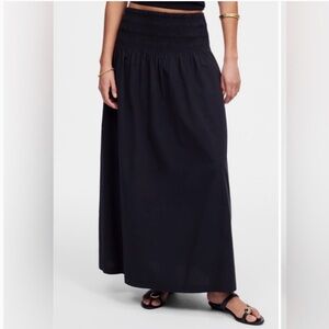 Madewell Black Smocked-Waist Maxi Skirt